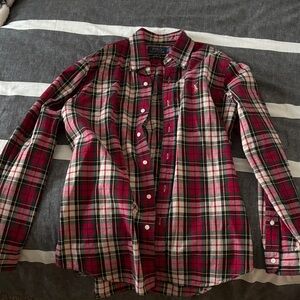 Polo by Ralph Lauren Men's Red and White Plaid Shirt